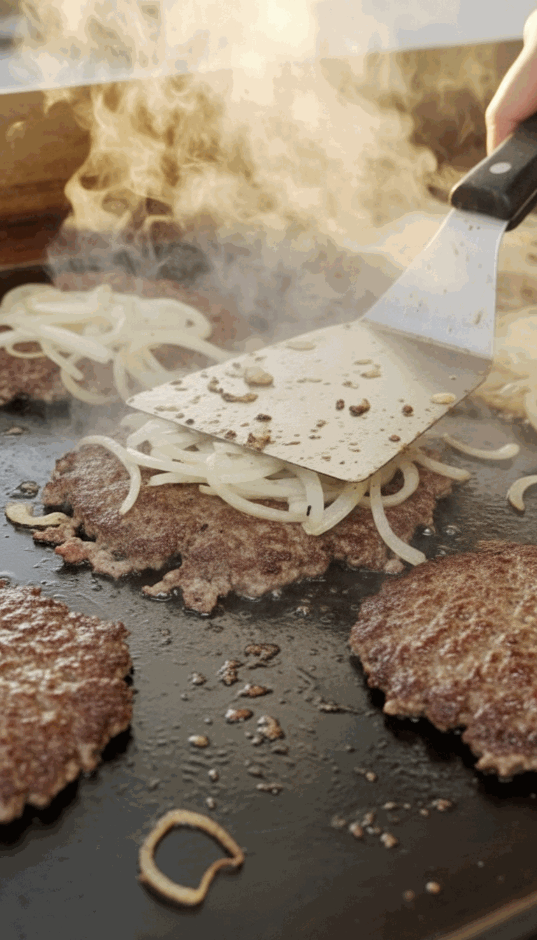 Crispy golden onion rings at Oklahoma Burgers